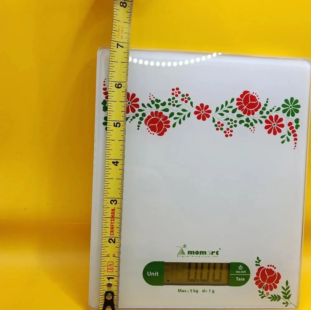 Momert Kitchen Electronic Scale Glass 7x7 White with Flowers - Picture 6 of 7